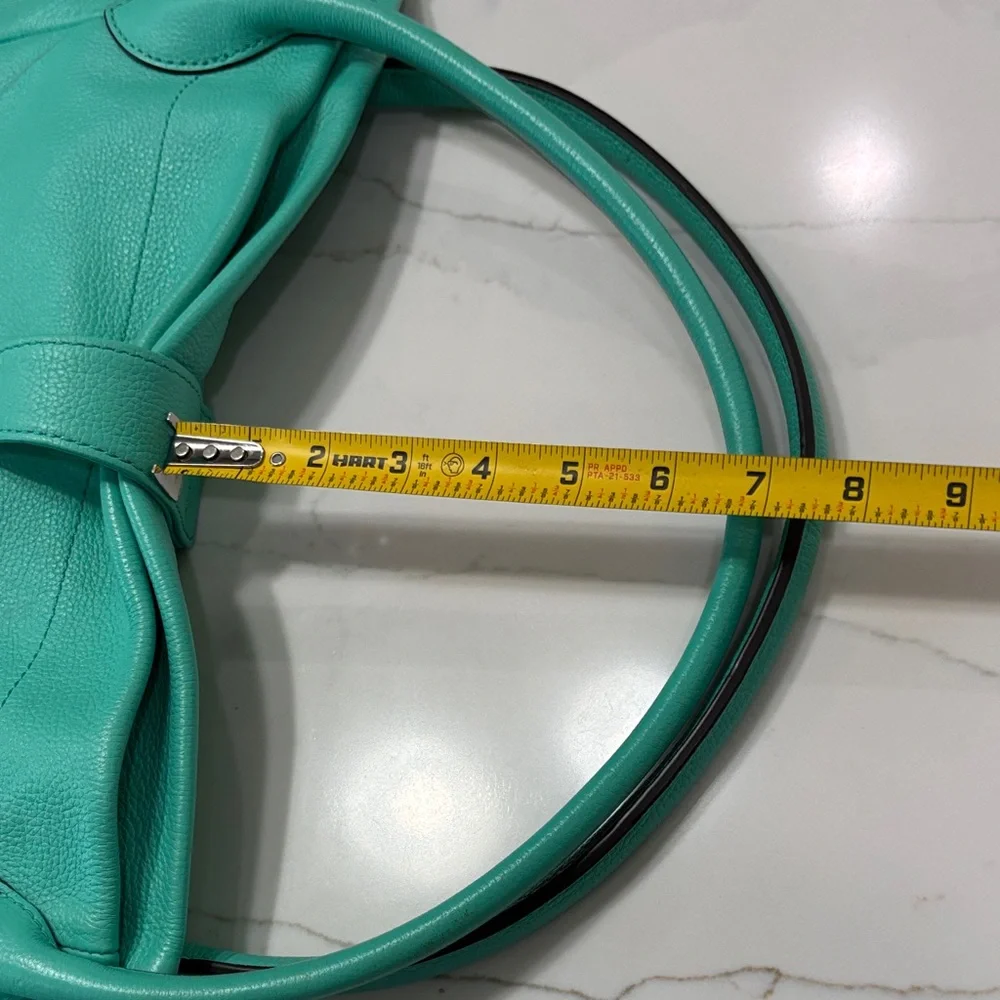 Dooney & Bourke Turquoise Leather Shoulder Bag with Gold Hardware - Picture 6 of 17